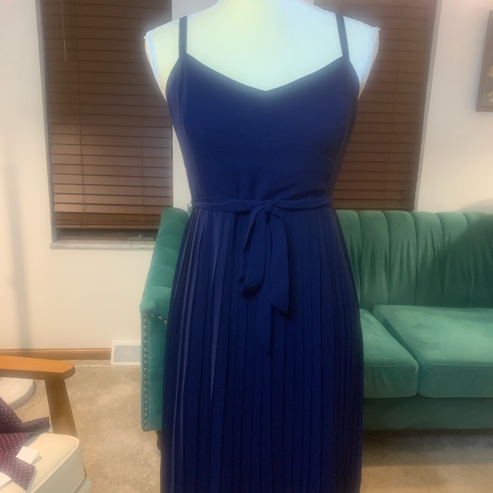 Modcloth Blue Spaghetti Strap Cocktail Midi Dress
